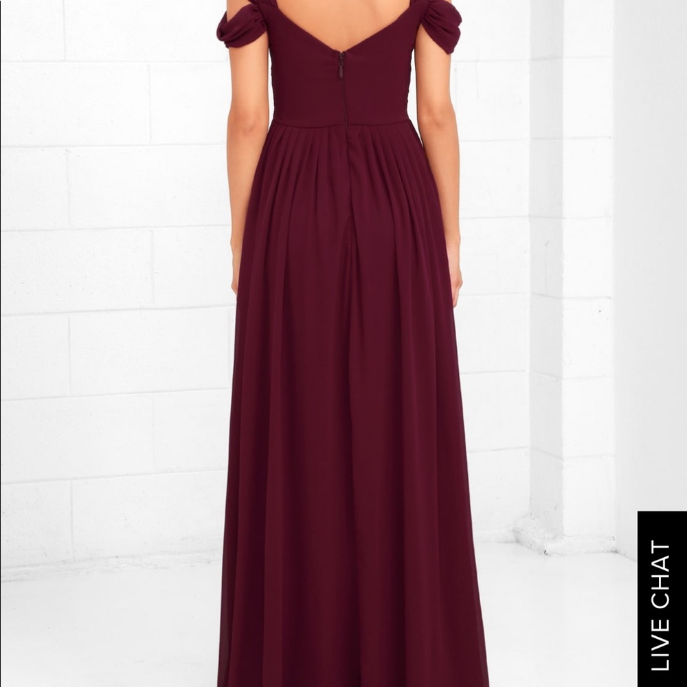 Burgundy Double Strap Bridesmaid Maxi Dress